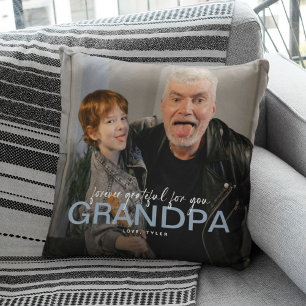 Forever Grateful For You Grandpa Photo Keepsake Throw Pillow