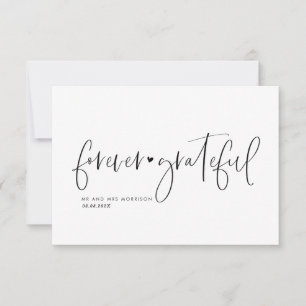 Forever grateful lettering wedding thank you card