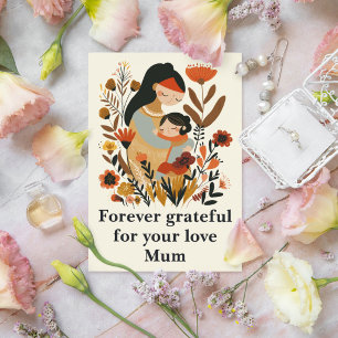 Forever Grateful Mum Mother Daughter Love Floral Postcard