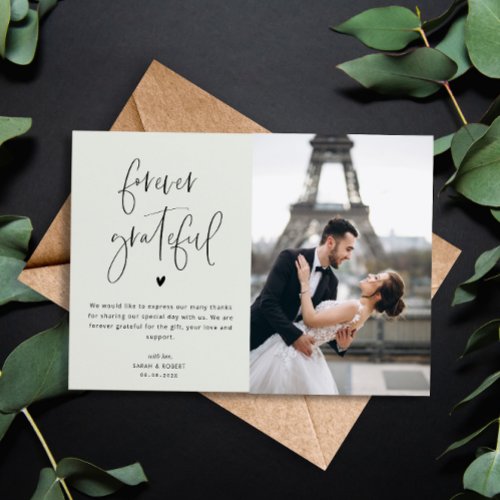 forever grateful photo wedding thank you card
