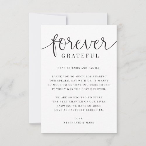 Forever Grateful Wedding Photo Thank You Card