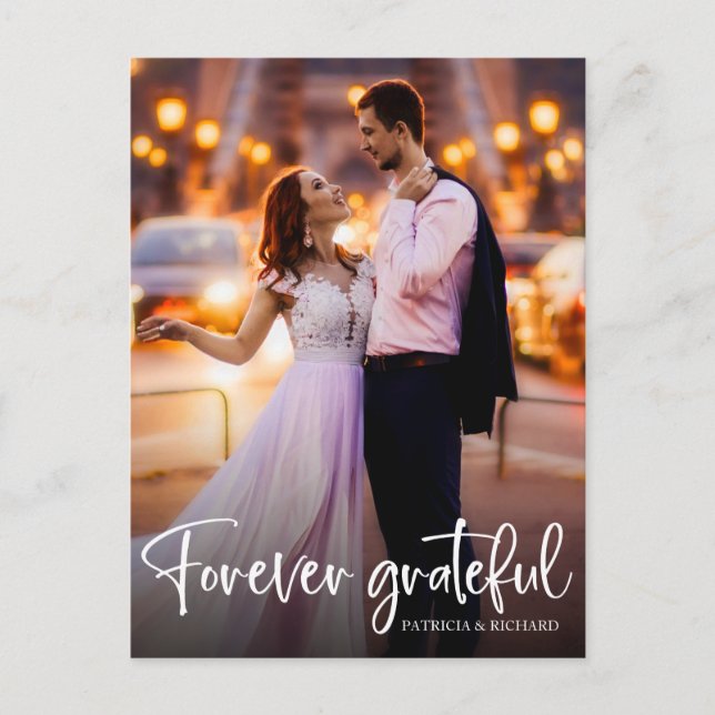 Forever Grateful Wedding Thank You Photo Postcard (Front)