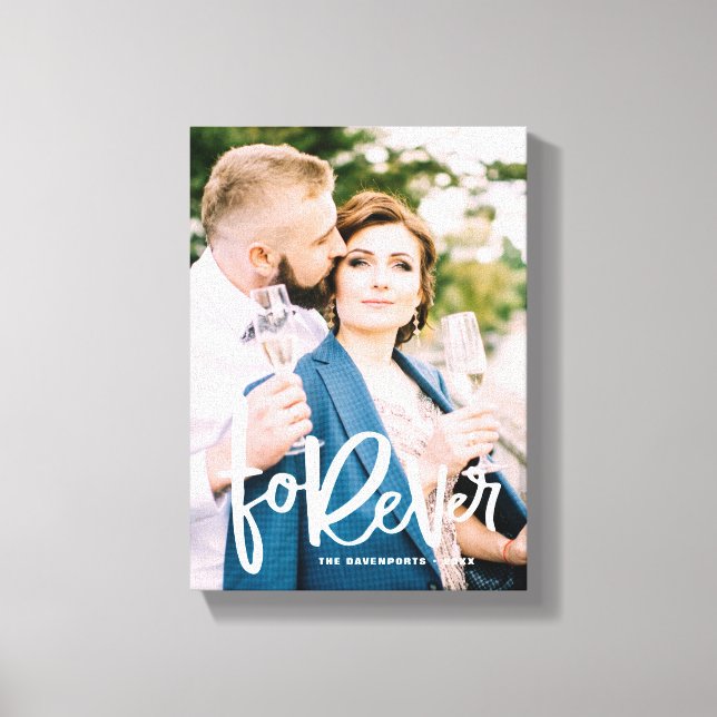 Forever Hand Lettered | Wedding Photo Canvas Print (Front)