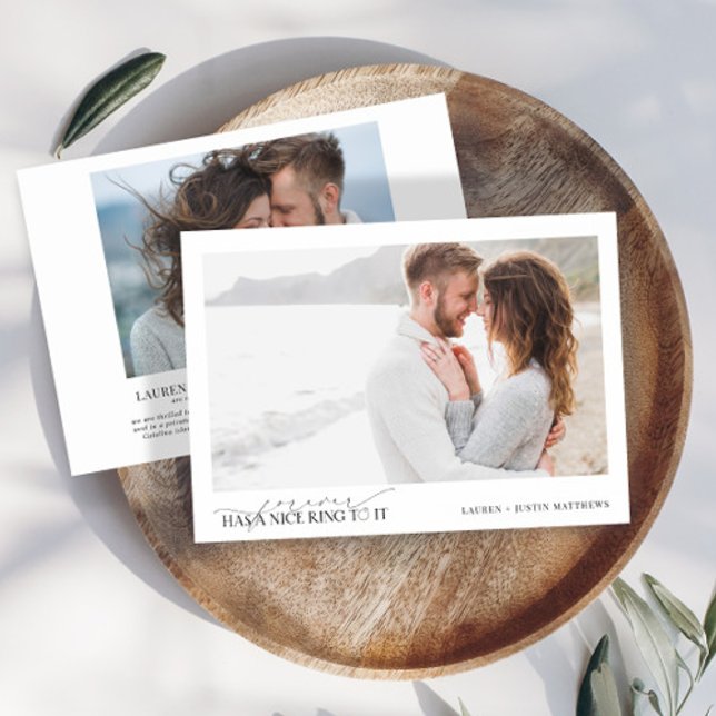 Forever Has a Nice Ring Elegant 2 Photo Wedding Announcement (Creator Uploaded)