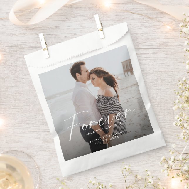 Forever has a nice ring Photo Engagement Modern  Favor Bag (Clipped)