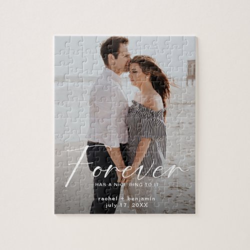 Forever has a nice ring Photo Engagement Modern Jigsaw Puzzle