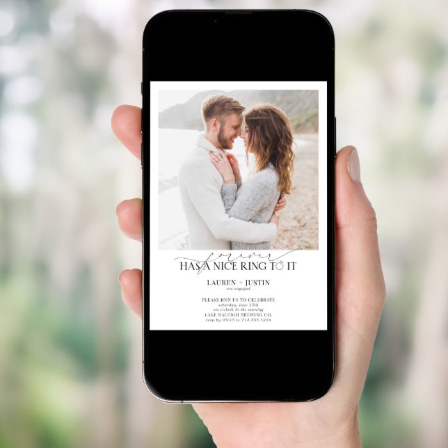 Forever Has a Nice Ring Quote 2 Photo Engagement Invitation (Front Digital)