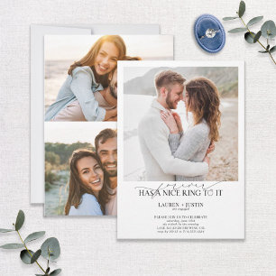 Forever Has a Nice Ring Quote 3 Photo Engagement Invitation