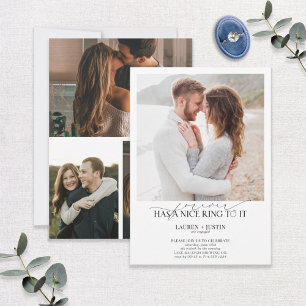 Forever Has a Nice Ring Quote 4 Photo Engagement Invitation