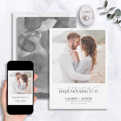 Forever Has a Nice Ring Quote Photo Engagement Invitation