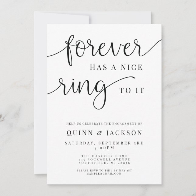 Forever Has A Nice Ring To It Engagement Invite (Front)
