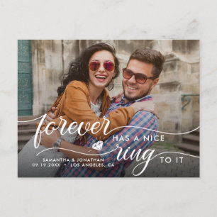 Forever Has A Nice Ring To It Wedding  Announcement Postcard