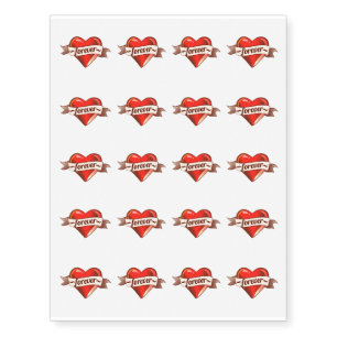Forever Heart Love Valentines Wedding Design Temporary Tattoos