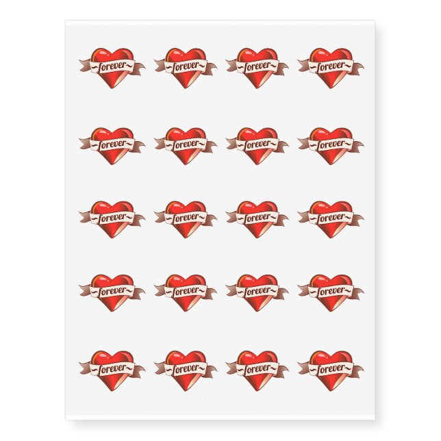 Forever Heart Love Valentines Wedding Design Temporary Tattoos (Front)