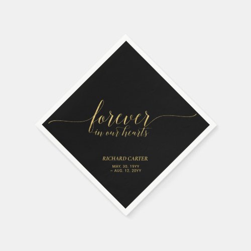 Forever Hearts | Elegant Gold Script Memorial Napk
