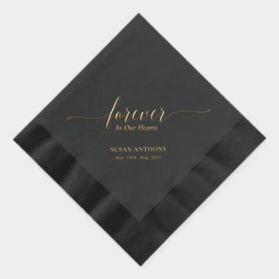 Forever Hearts Elegant Script Memorial Funeral Foil Napkins