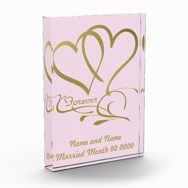 Forever Hearts Gold Customize Wedding Acrylic Card Award (Left)