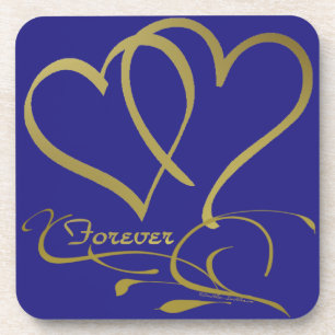 Forever Hearts Gold editable background colors Beverage Coaster