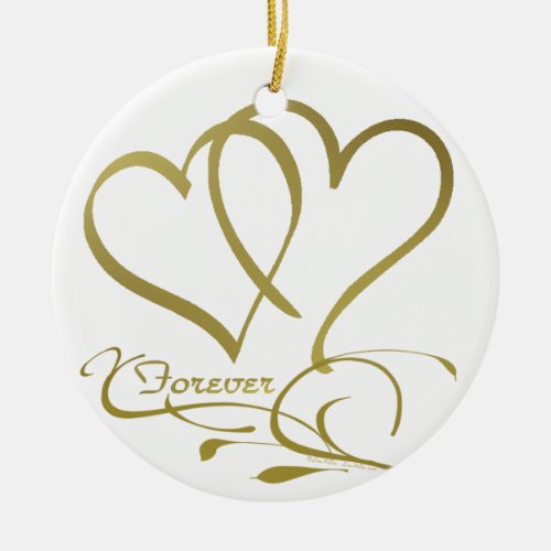 Forever Hearts Gold editable background colors Ceramic Ornament