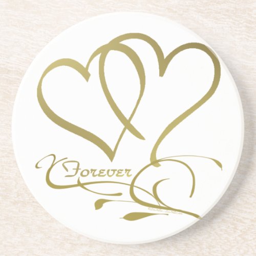 Forever Hearts Gold editable background colors Drink Coaster