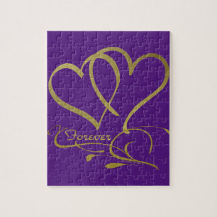 Forever Hearts Gold editable background colors Jigsaw Puzzle