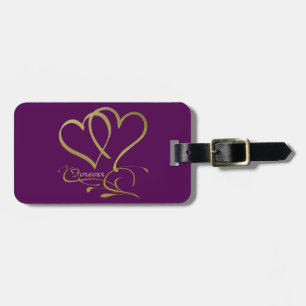 Forever Hearts Gold editable background colors Luggage Tag