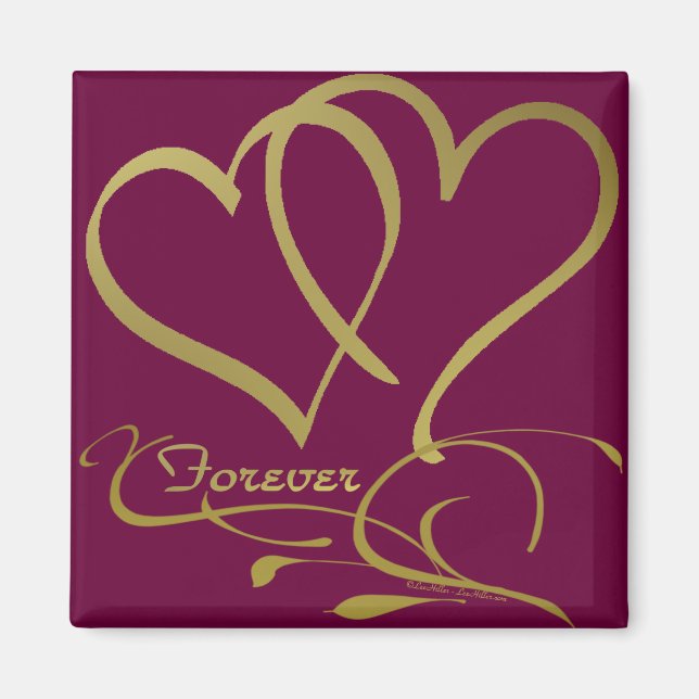 Forever Hearts Gold editable background colors Magnet (Front)