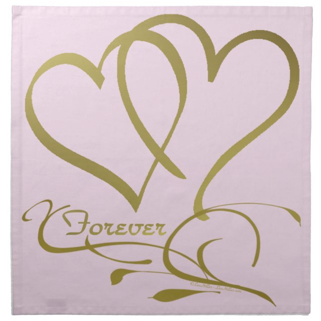 Forever Hearts Gold editable background colors Napkin (Front)