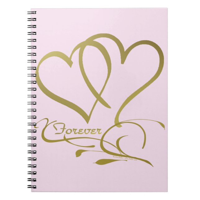 Forever Hearts Gold editable background colors Notebook (Front)