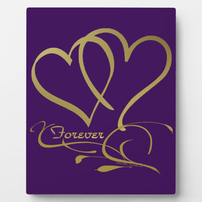 Forever Hearts Gold editable background colors Plaque (Front)