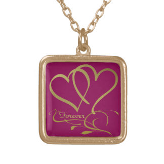 Forever Hearts Gold editable background colors Plated Necklace