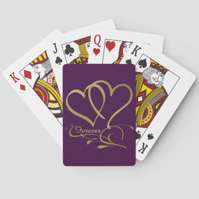 Forever Hearts Gold editable background colors Poker Cards (Back)