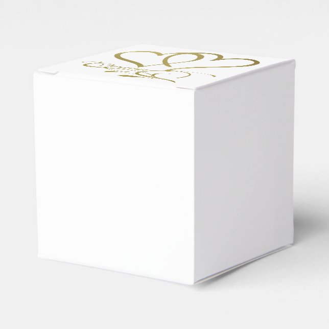 Forever Hearts Gold on White Favor Boxes (Front Side)