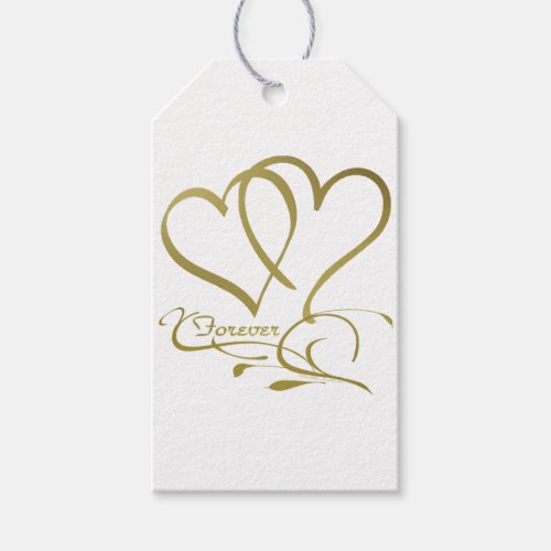 Forever Hearts Gold on White Gift Tags