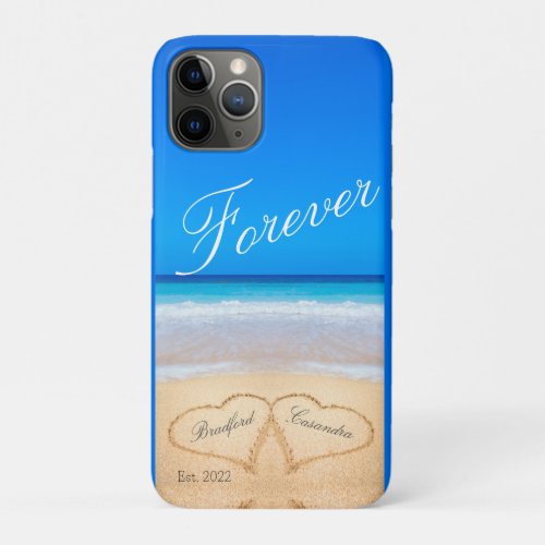 Forever  Hearts in Sand Beach   iPhone 11 Pro Case