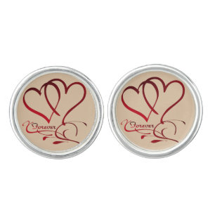 Forever Hearts Red on White Cufflinks