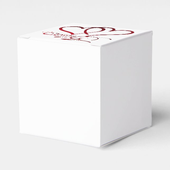 Forever Hearts Red on White Favor Boxes (Front Side)