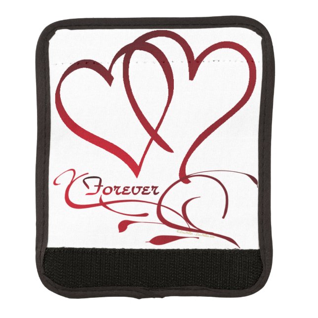 Forever Hearts Red on White Luggage Handle Wrap (Front)