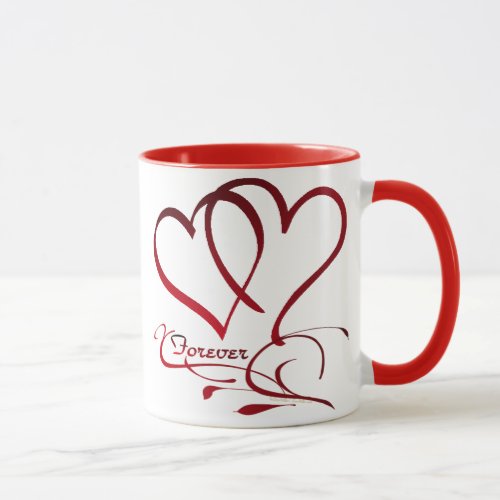 Forever Hearts Red on White Mug