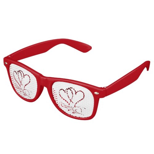 Forever Hearts Red on White Retro Sunglasses