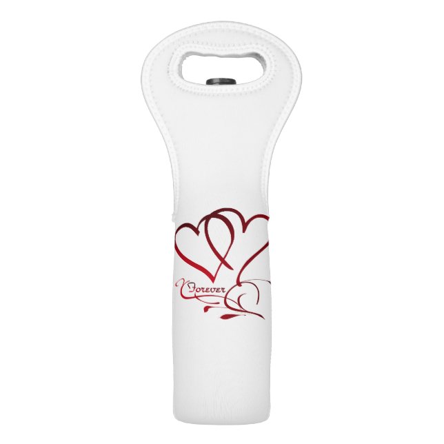 Forever Hearts Red on White Wine Bag (Front)