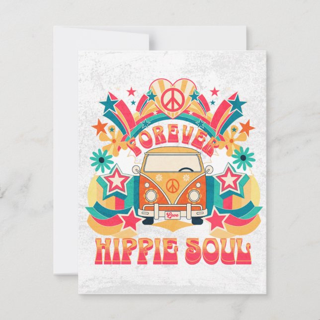 Forever Hippie Soul - Colorful Bus Holiday Card (Front)