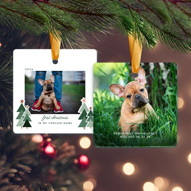 Forever Home First Christmas Pet Rescue Photo Ceramic Ornament (Forever Home First Christmas Pet Rescue Photo Ceramic Ornament)