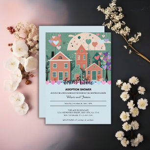 Forever Home Pastel Hearts Adoption Foster Shower Invitation