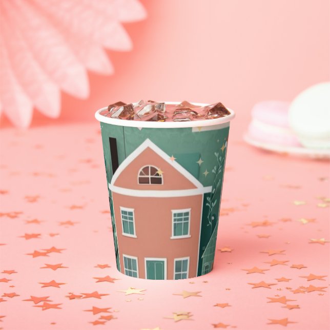 Forever Home Pastel Hearts Adoption Foster Shower Paper Cups (Insitu)