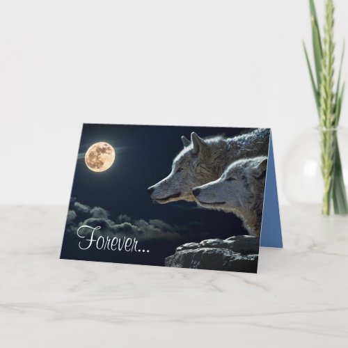 Forever  I Love You Two Gray Wolves Card
