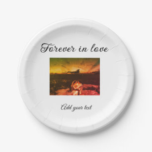 Forever in love add couple photo wedding engaged a paper plates