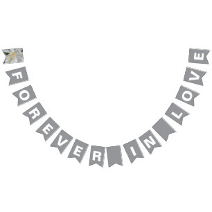 Forever in Love Gray Wedding Bunting Flags