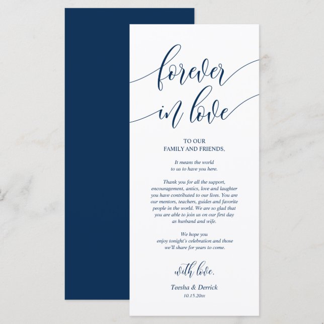 Forever in love, Place Setting Thank You Cards (Front/Back)