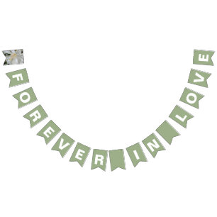 Forever in Love Sage Green Wedding Bunting Flags